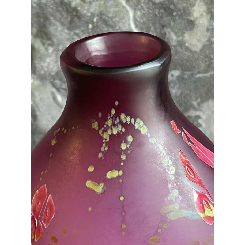 Louis Leloup, vase en verre à décor dinclusions, 1981