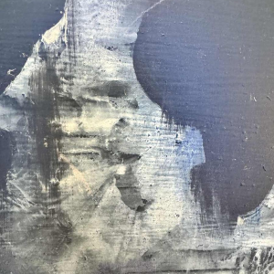 Marcel DELMOTTE “Bouquet of flowers against a surreal landscape background” painting oil on cardboard, 1980