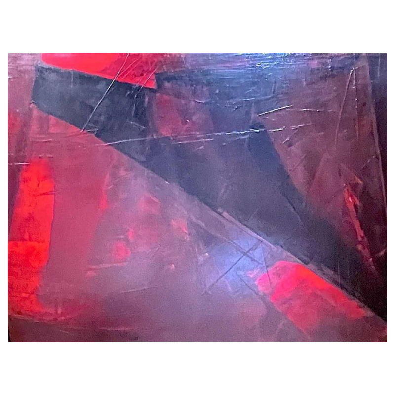 Serge Detriaux " Voile de Flammes " Tableau Abstrait, Huile sur Panneau 1979