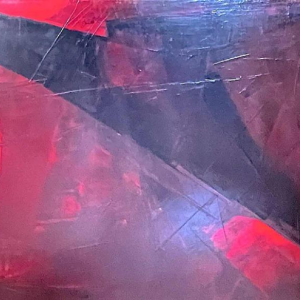 Serge Detriaux " Voile de Flammes " Tableau Abstrait, Huile sur Panneau 1979