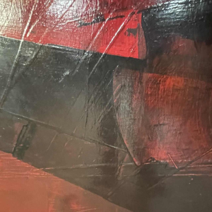 Serge Detriaux " Voile de Flammes " Tableau Abstrait, Huile sur Panneau 1979