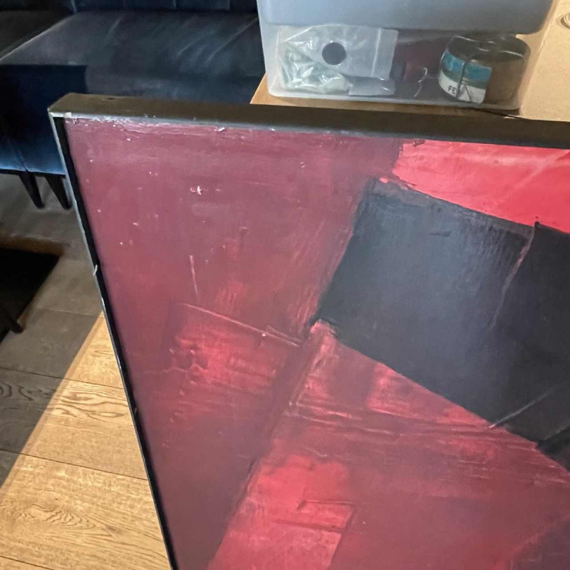 Serge Detriaux " Voile de Flammes " Abstract Painting, Oil on Panel 1979