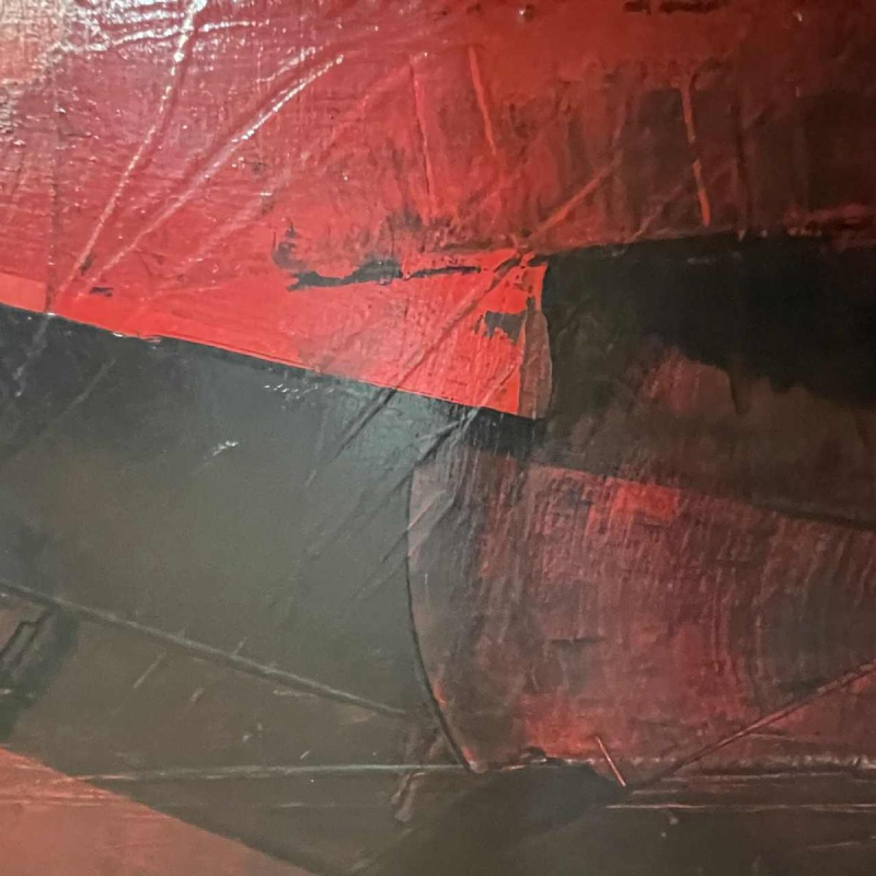 Serge Detriaux " Voile de Flammes " Abstract Painting, Oil on Panel 1979