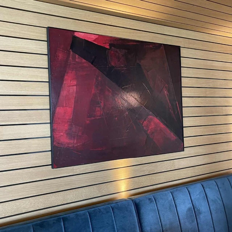 Serge Detriaux " Voile de Flammes " Abstract schilderij, olieverf op paneel 1979