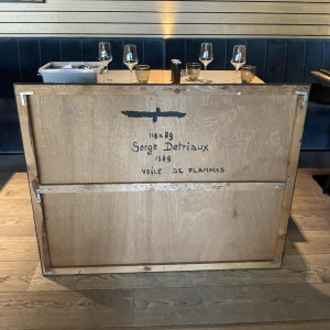 Serge Detriaux " Voile de Flammes " Tableau Abstrait, Huile sur Panneau 1979