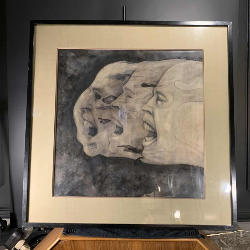 GERARD DARAN, Visages masculins, peintre français, tableau expressionniste, 1976