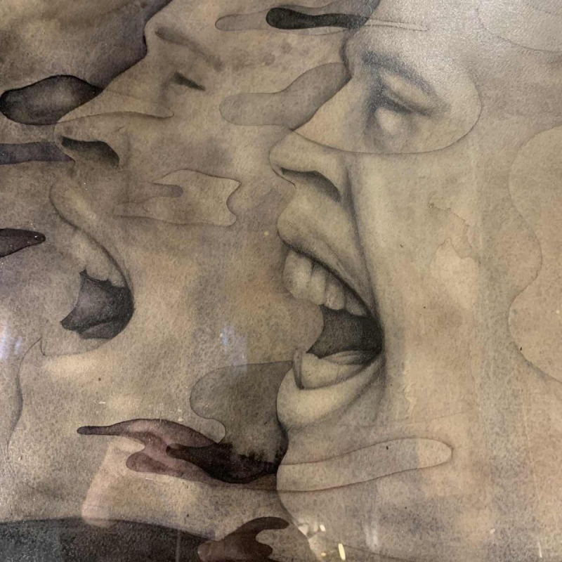 GERARD DARAN, Gezichten van mannen, expressionistisch schilderij, 1976