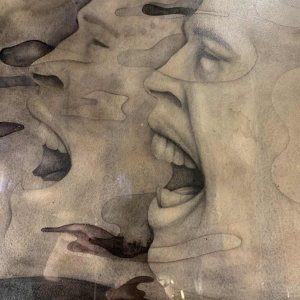 GERARD DARAN, Gezichten van mannen, expressionistisch schilderij, 1976