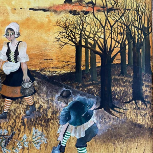 Danielle MOLINA (1939-): «  The work of the fields" » hsp 60x80 cm