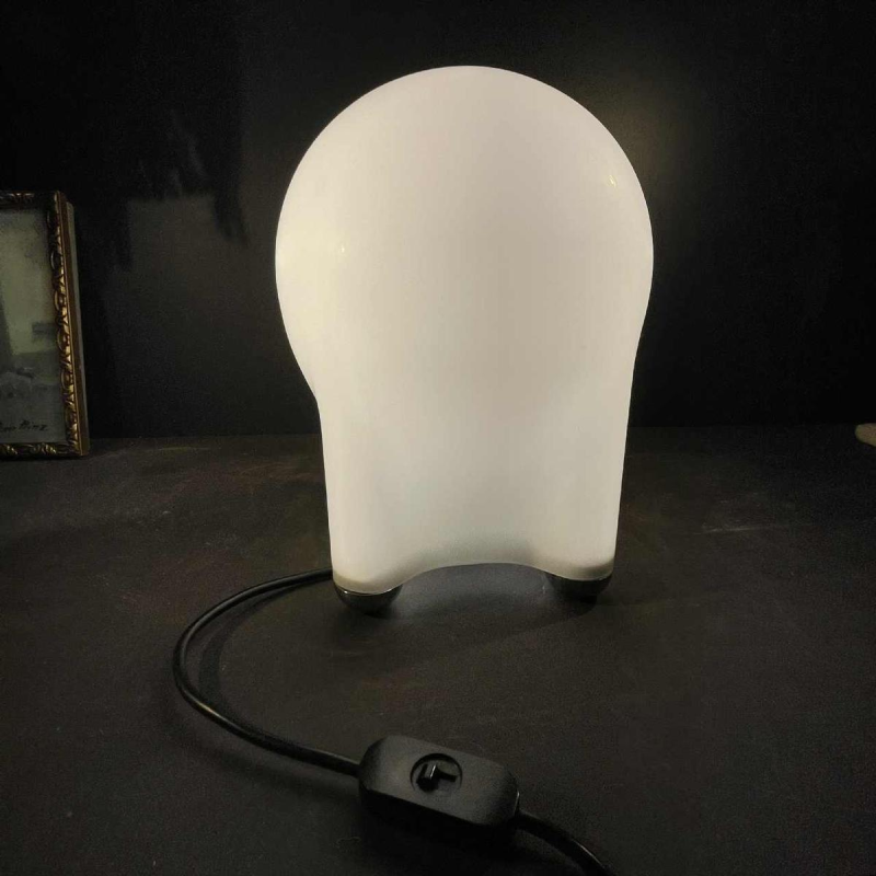 Giotto Stoppino "Drop" pour Tronconi 1976, Lampe de Table, Verre Doublé Opaline