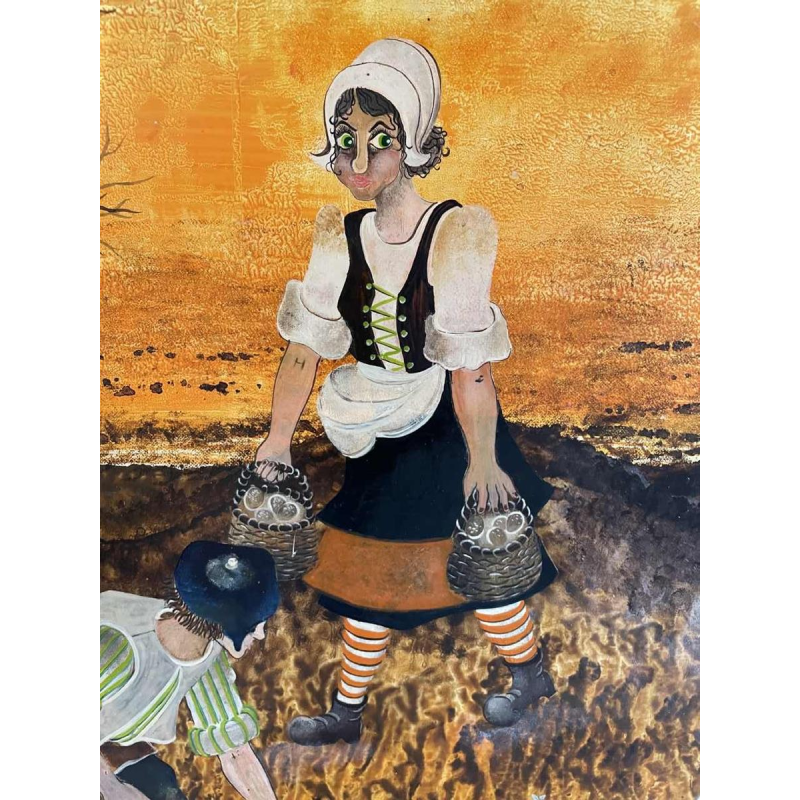 Danielle MOLINA (1939-): « Les travaux des champs» hsp 60x80 cm
