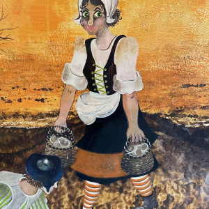 Danielle MOLINA (1939-): « Veldwerk   » hsp 60x80 cm