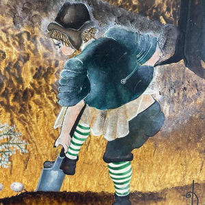 Danielle MOLINA (1939-): « Veldwerk   » hsp 60x80 cm