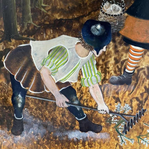 Danielle MOLINA (1939-): «  The work of the fields" » hsp 60x80 cm