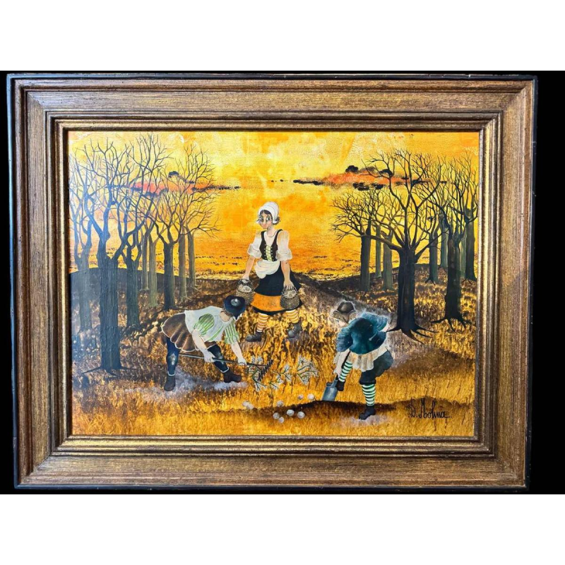 Danielle MOLINA (1939-): « Veldwerk   » hsp 60x80 cm