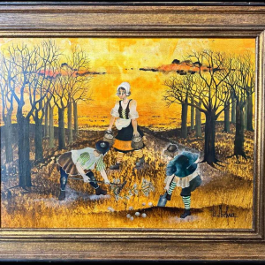 Danielle MOLINA (1939-): « Veldwerk   » hsp 60x80 cm