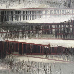 Roger Dudant ‘Chantier’, abstract painting, oil on canvas, 1975