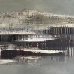 Roger Dudant ‘Chantier’, abstract painting, oil on canvas, 1975