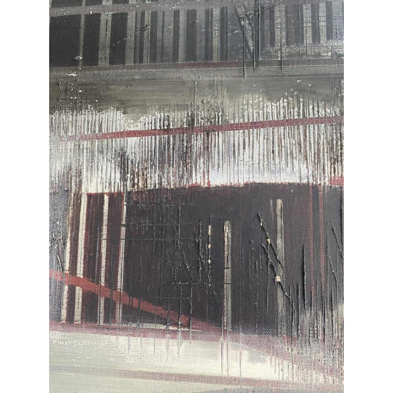 Roger Dudant "Chantier", peinture abstraite, huile sur toile, 1975