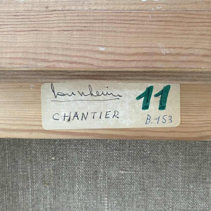 Roger Dudant "Chantier", peinture abstraite, huile sur toile, 1975