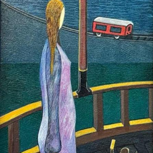 Peter De GLAS (1930-): " On a walk " painting oil on panel 1974