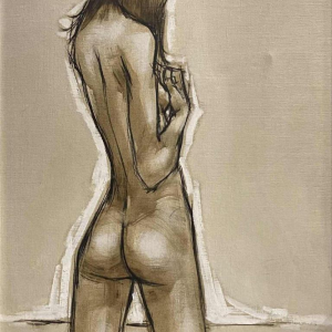 Francis Verlinden, painting "Naked woman from behind", oil on canvas dated 1974