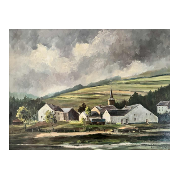 Guy DIRICKX " Het dorp Maboge 1974 " olieverf op doek