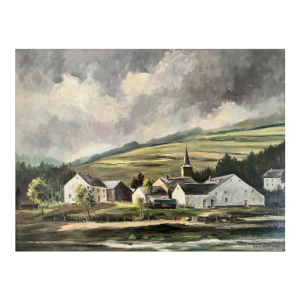 Guy DIRICKX « Le village de Maboge 1974 » peinture huile sur toile