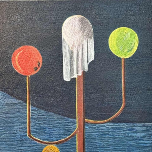 Peter De GLAS (1930-): « Op wandel » schilderij olie op hout 1974