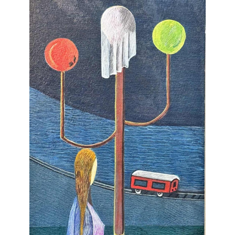 Peter De GLAS (1930-): " On a walk " painting oil on panel 1974