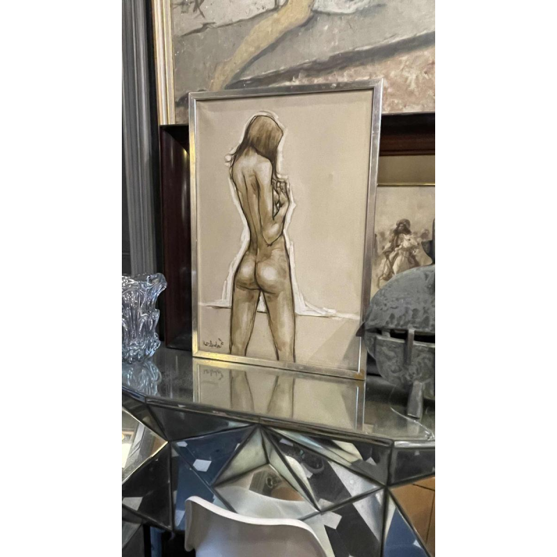 Francis Verlinden, schilderij "Naakte vrouw van achteren", olieverf op doek 1974