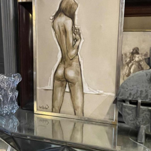 Francis Verlinden, tableau " femme nue de dos ", huile sur toile date´e de 1974