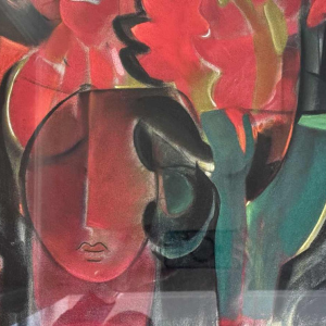 Pierre Saint-Sorny ‘Abstract composition’ mixed media painting, 1974