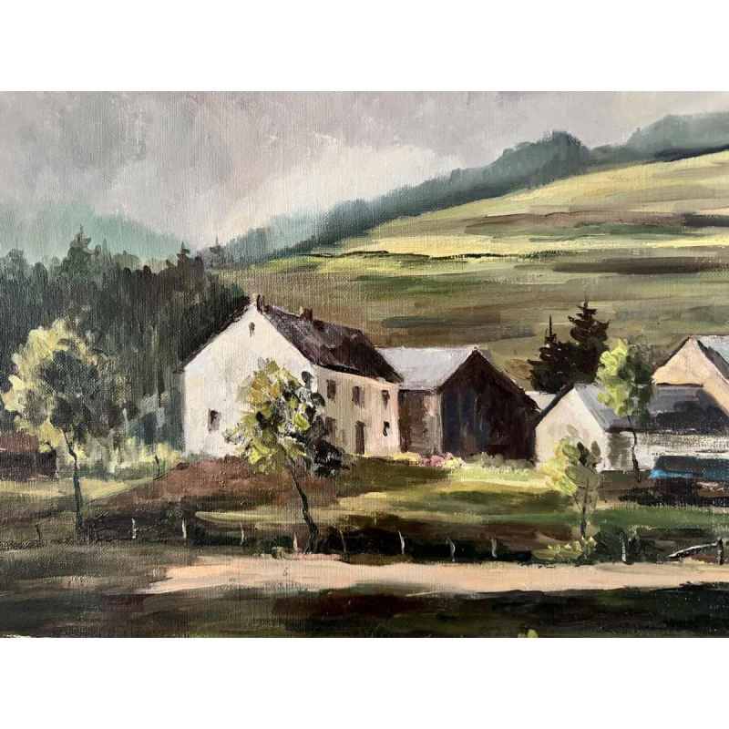 Guy DIRICKX "The village of Maboge 1974" oil on canvas