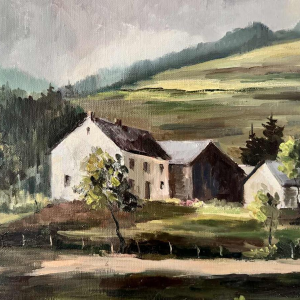 Guy DIRICKX "The village of Maboge 1974" oil on canvas