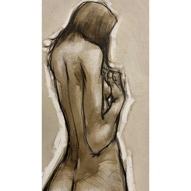 Francis Verlinden, tableau " femme nue de dos ", huile sur toile date´e de 1974