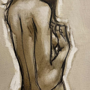 Francis Verlinden, schilderij "Naakte vrouw van achteren", olieverf op doek 1974