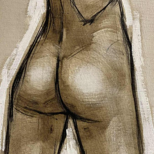 Francis Verlinden, painting "Naked woman from behind", oil on canvas dated 1974