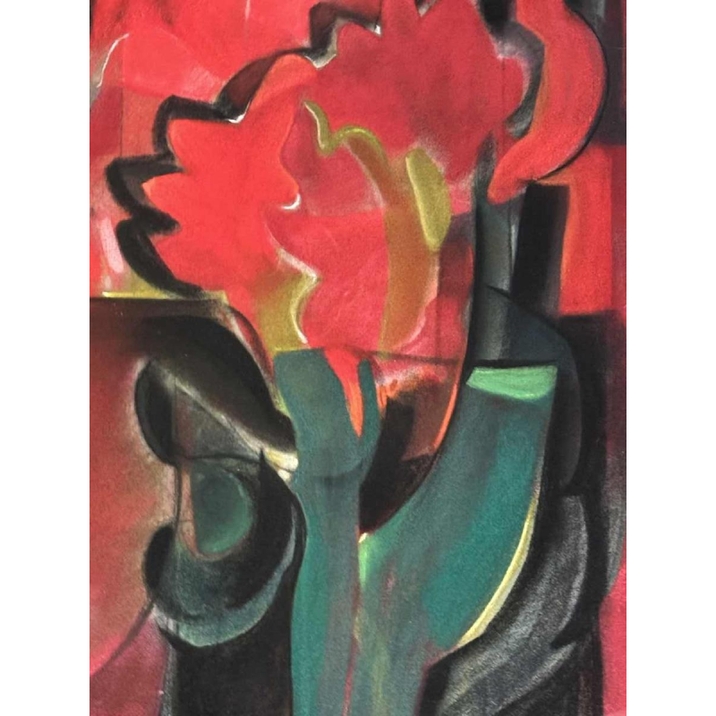 Pierre Saint-Sorny ‘Abstract composition’ mixed media painting, 1974