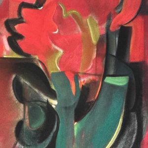 Pierre Saint-Sorny ‘Abstract composition’ mixed media painting, 1974