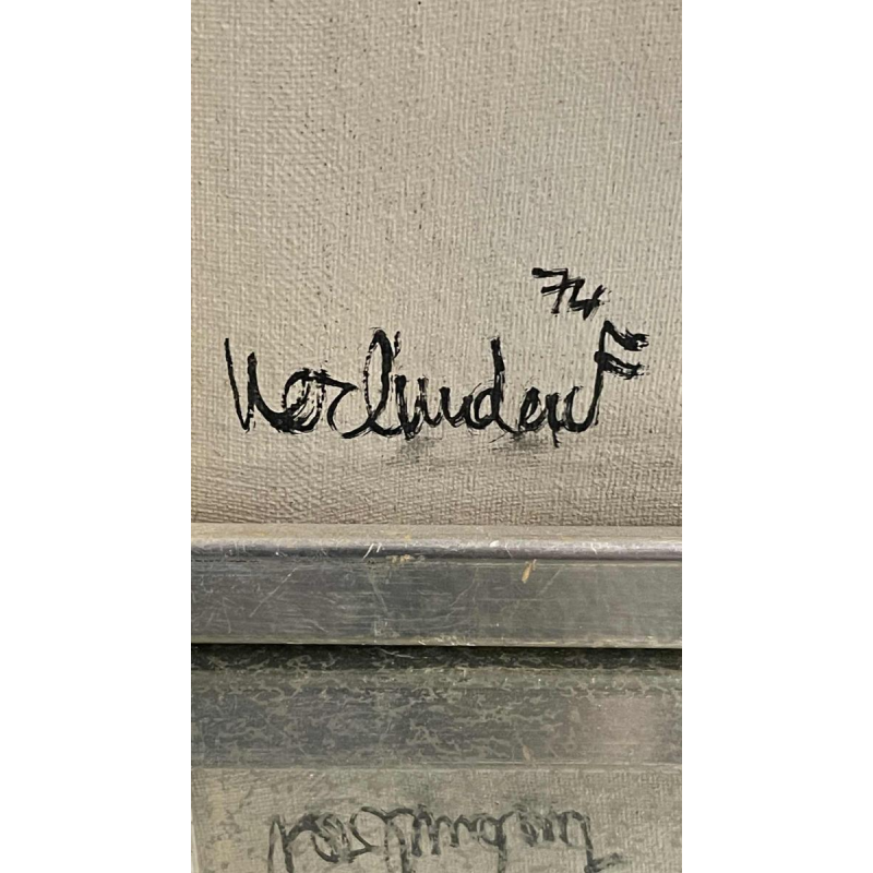 Francis Verlinden, tableau " femme nue de dos ", huile sur toile date´e de 1974