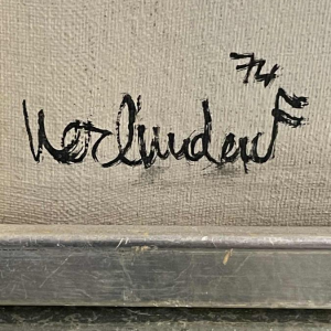 Francis Verlinden, painting "Naked woman from behind", oil on canvas dated 1974