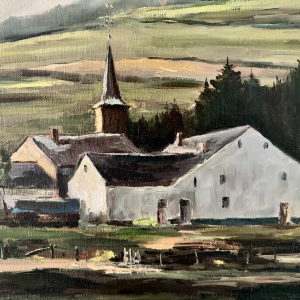 Guy DIRICKX « Le village de Maboge 1974 » peinture huile sur toile