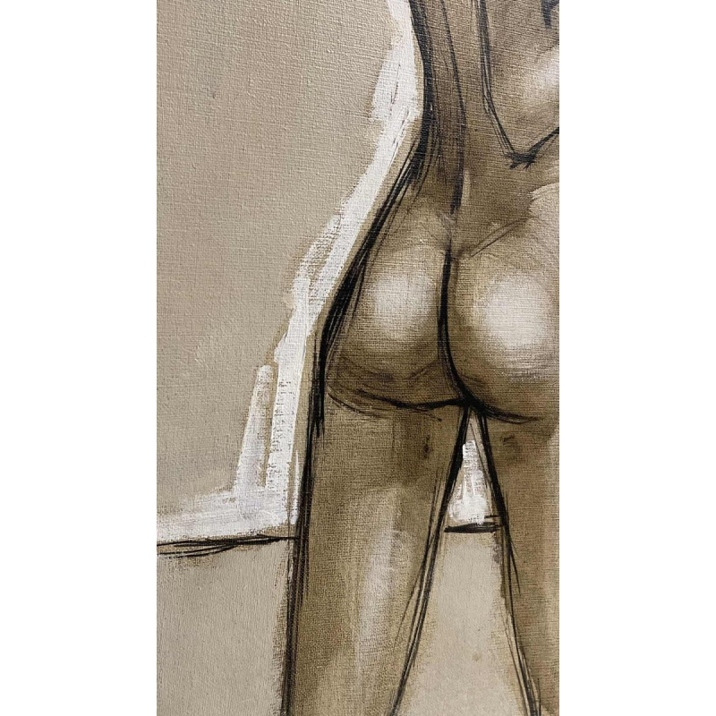Francis Verlinden, tableau " femme nue de dos ", huile sur toile date´e de 1974