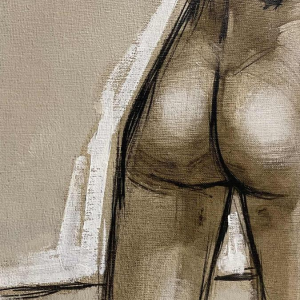 Francis Verlinden, painting "Naked woman from behind", oil on canvas dated 1974
