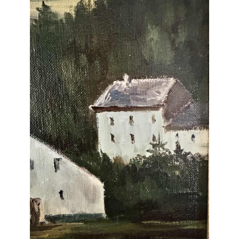 Guy DIRICKX « Le village de Maboge 1974 » peinture huile sur toile