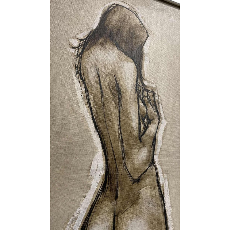 Francis Verlinden, painting "Naked woman from behind", oil on canvas dated 1974
