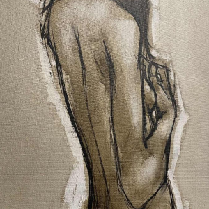 Francis Verlinden, schilderij "Naakte vrouw van achteren", olieverf op doek 1974