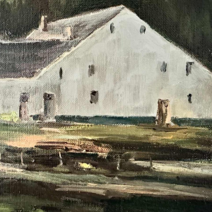 Guy DIRICKX « Le village de Maboge 1974 » peinture huile sur toile