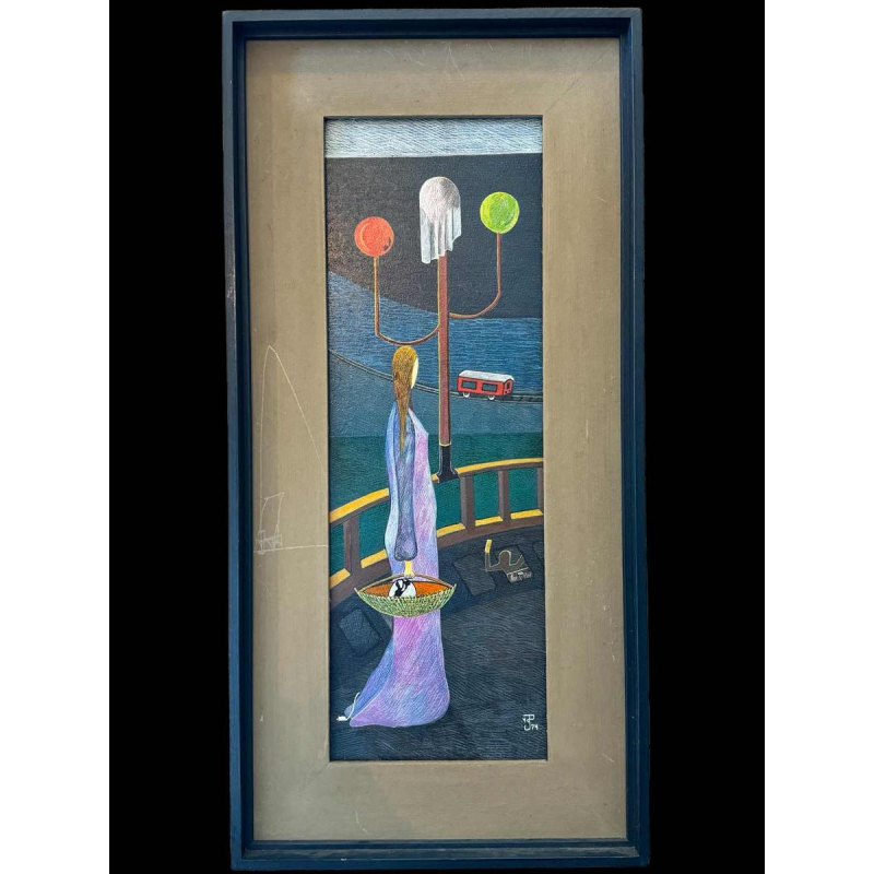 Peter De GLAS (1930-): " On a walk " painting oil on panel 1974